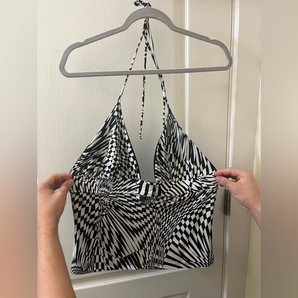 Black and white halter top